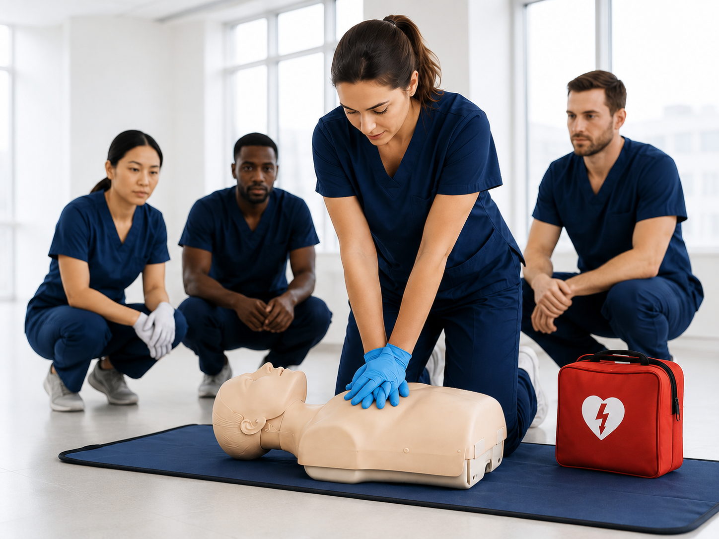 Students practicing compressions